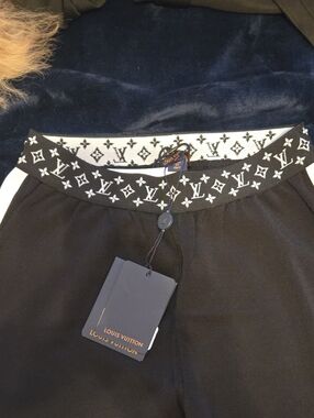 Louis Vuitton Black Pants with Monogram Waistband